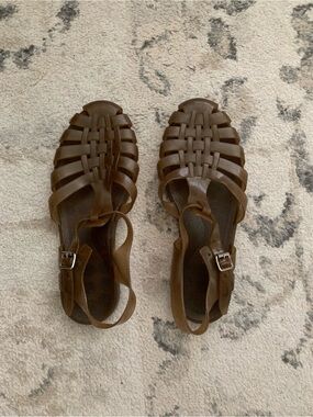 Brown Woven Jelly Sandals for Women